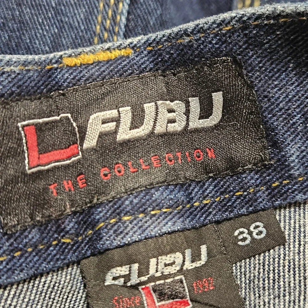 Vintage FUBU The Collection Baggy Jeans 38x34 Dark Wash 90s Hip Hop Skater